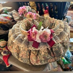 Vintage Floral Fabric Basket